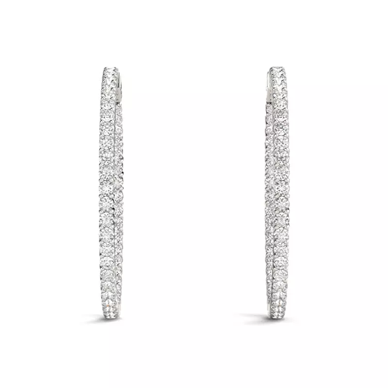 14K White Gold Classic Pavé Eternal Diamond Hoop Earrings